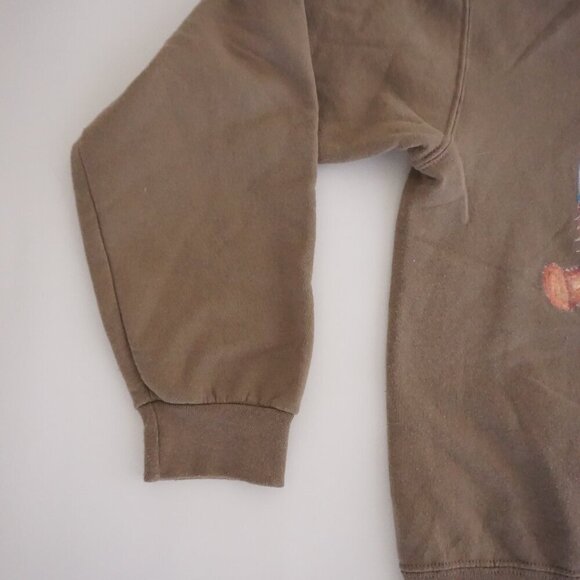 Vintage Jerzees Brown Teddy Bear Basket Vase Cotton Blend Crewneck Sweater S - Picture 8 of 12